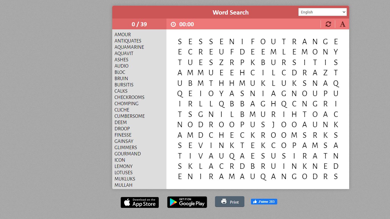 Word Search Puzzles (Word Find) - Free puzzles
